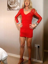 64 Alessia Travestita in Sheer Red Dress