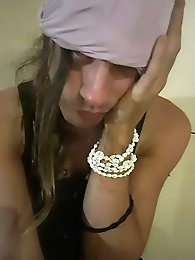 Pretty-looking tgirl slut is spreading her legs