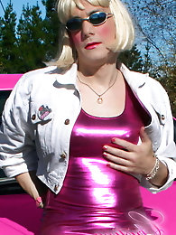 Slutty sissy in a photoshoot with her car...
