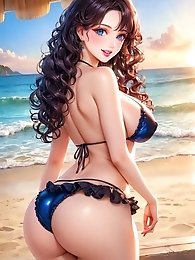 Large condom explosion and pure white swimsuit