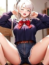 Large condom explosion and pure white swimsuit