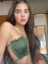 Lustful shemale cutie is walking outdoors