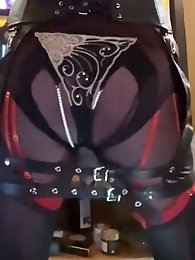 A sexy transsexual street prostitute in a porn gallery.