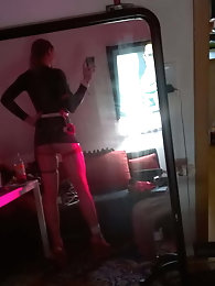 Shemale trollop is spreading her legs for a photoshoot