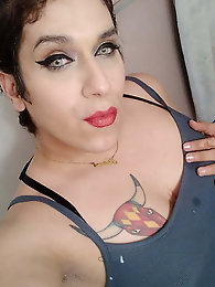 Lustful streetwalker puts on sexy bra