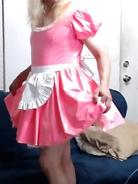 Sissy Slut Ashley Jolene Modeling a Pink Mini Dress