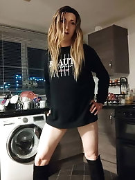 Lascivious trollop is taking off her bra