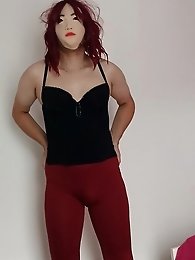 Black top and red pants a sexy outfit for sure