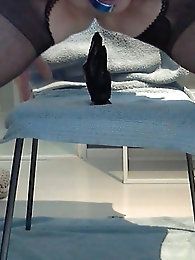 Stunning tranny cutie shows her skills