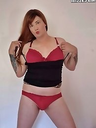 Red underwear and a leopard miniskirt are an unbeatable combination