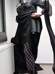 Flawless tranny GF is walking outdoors