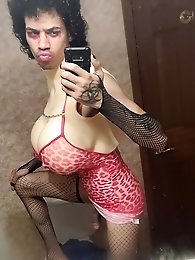 Femboy Bulge Showing with Sissy Panties in a series of images