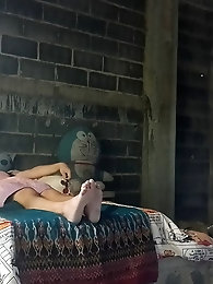 Flawless shemale babe is walking outdoors