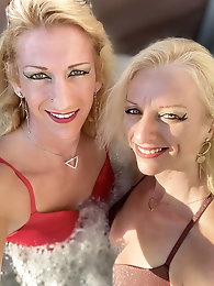 Elegant tgirl strumpets are playing alone